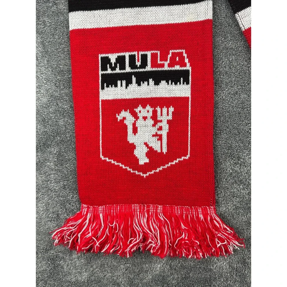 Ruffneck Scarves MULA Soccer Scarf Red Black White Striped Knit Fringe Turkey
